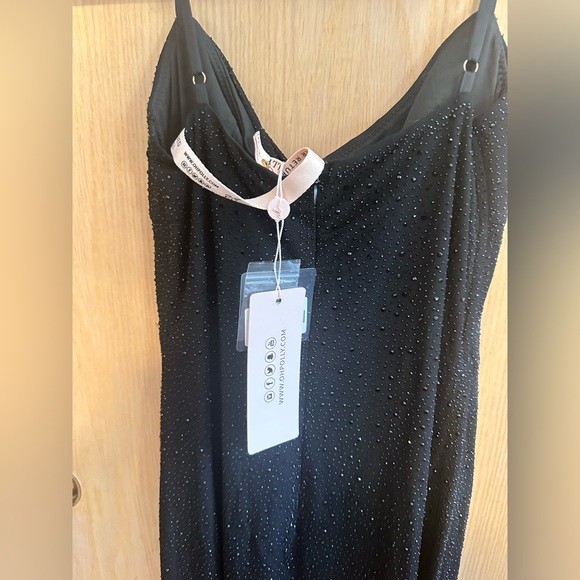 Black Sparkly Cowl Neck Midi Dress - Picture 6 of 6